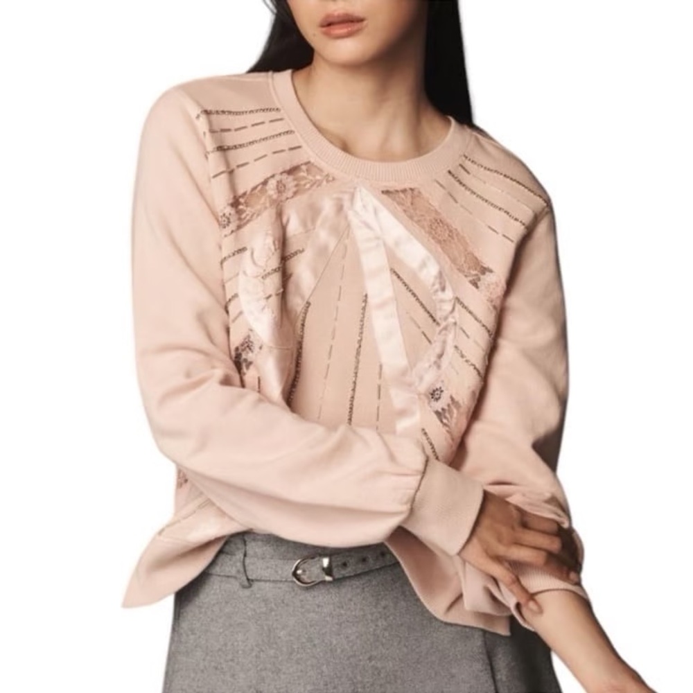 Anthro Beaded Bow Sweatshirt NWT